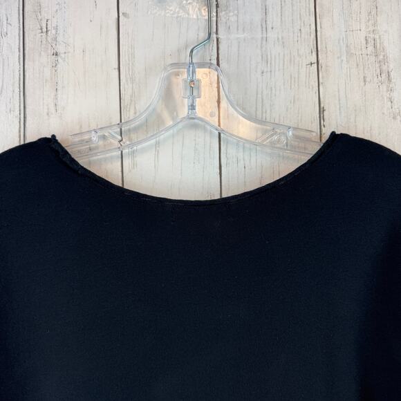 Habitat Black Asymmetrical Layered Sharkbite Hem 3/4 Sleeve Shirt Size Small - Picture 9 of 13